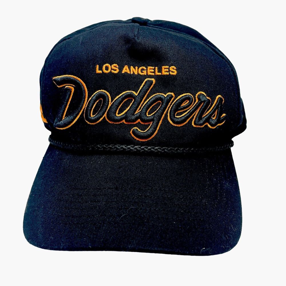 Los Angeles Snapback Hat Black Rope Front '47 Brand Embroidered VINTAGE Cap